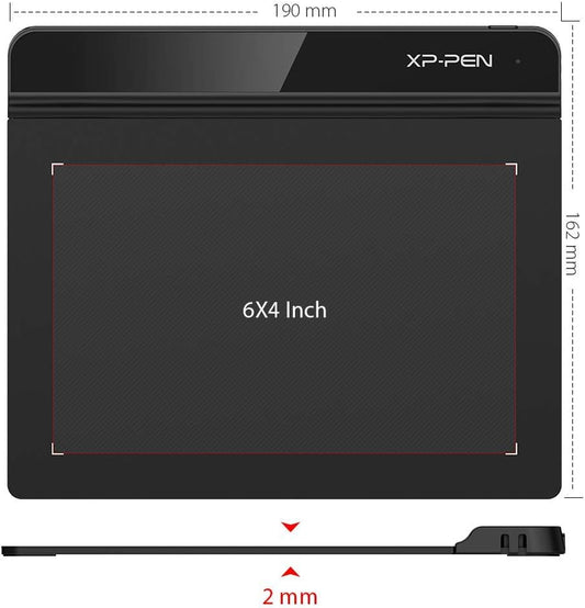 xppen starg640 6x4 inch digital art tablet battery-free stylus pen mac windows chromebook
