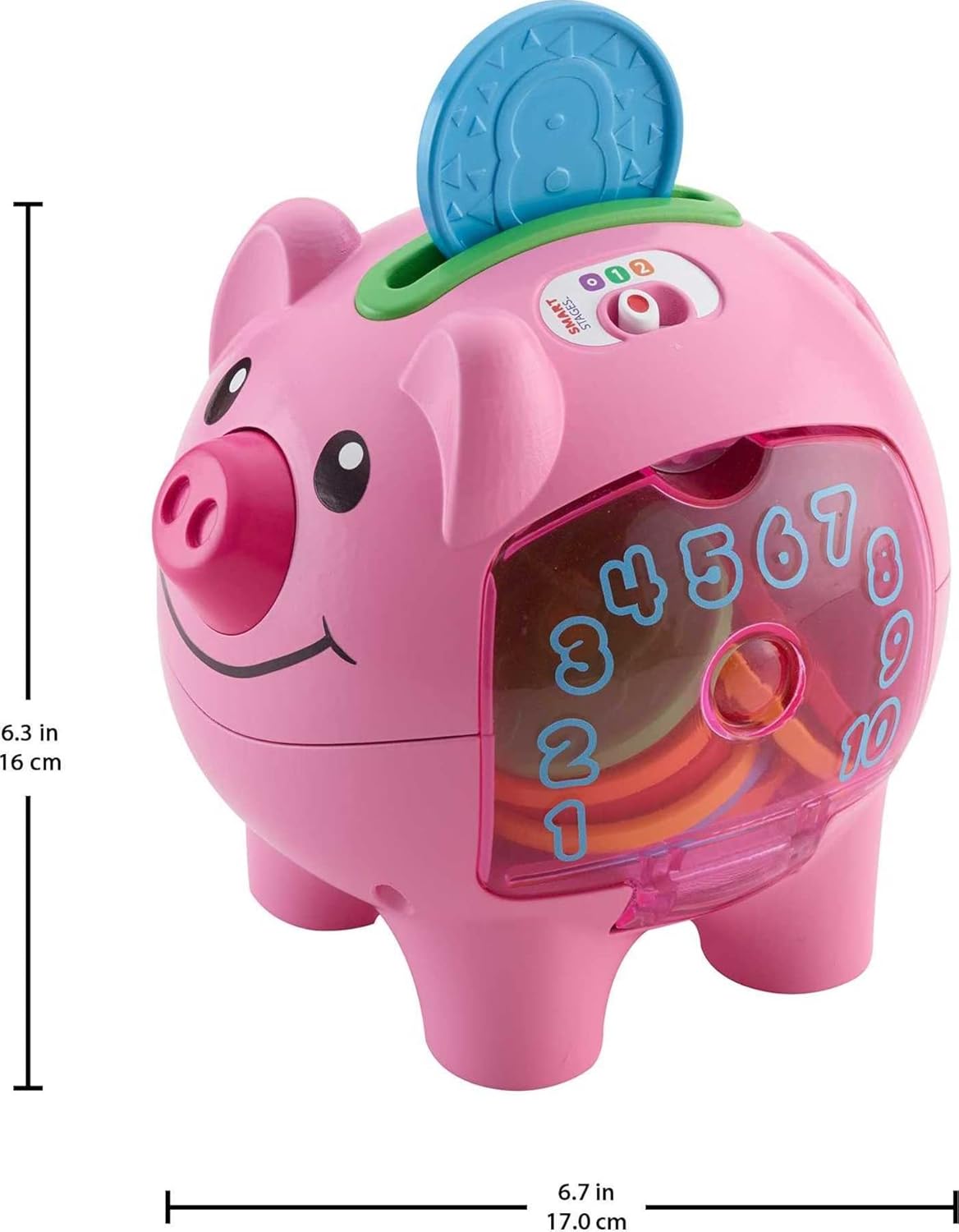 Fisher-Price Baby & Toddler Toy Laugh & Learn Smart Stages Piggy Bank with Educational Songs & Phrases for Infants Ages 6+ Months (Amazon Exclusive)