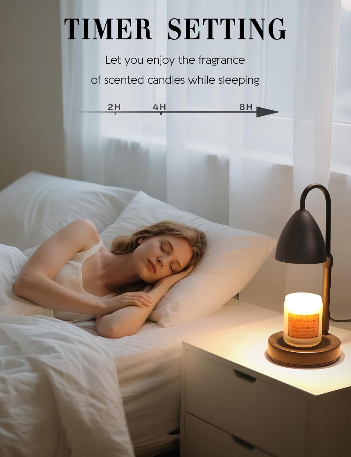 Candle Warmer Lamp with Timer Dimmable, Lamp Candle Warmer Birthday Gifts for Women, Black Adjustable Wax Melter Warmer for Jar Candles, House Warming Gift Home Decor