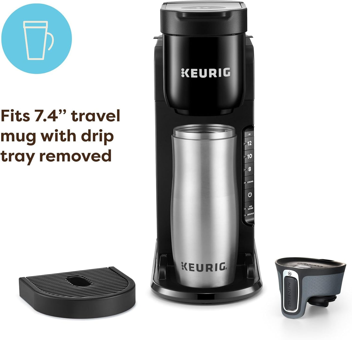 Keurig K-Express Single Serve K-Cup Pod Coffee Maker, 3 Brew Sizes, Strong Button Feature, 42oz Removable Reservoir, Black