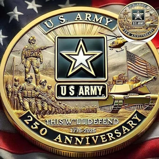 250th Anniversary U.S. Army Commemorative Coin – Double-Sided High Relief Design – 1775-2025 Military Collector Coin – Veteran Gift – Patriotic Metal Challenge Coin (Army)