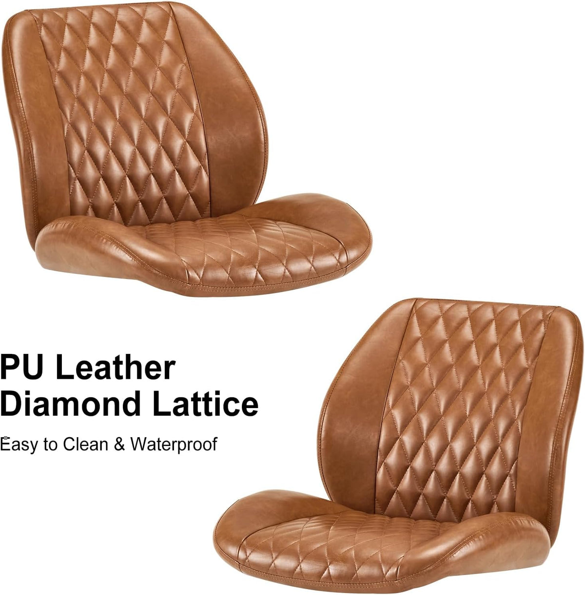 YFO Home Office Desk Chair Office Rubber Casters Ergonomic Computer Chair with Lumbar Support Adjustable Height Rolling Swivel Executive Task Armrests Chair๏ผ Brown Leather