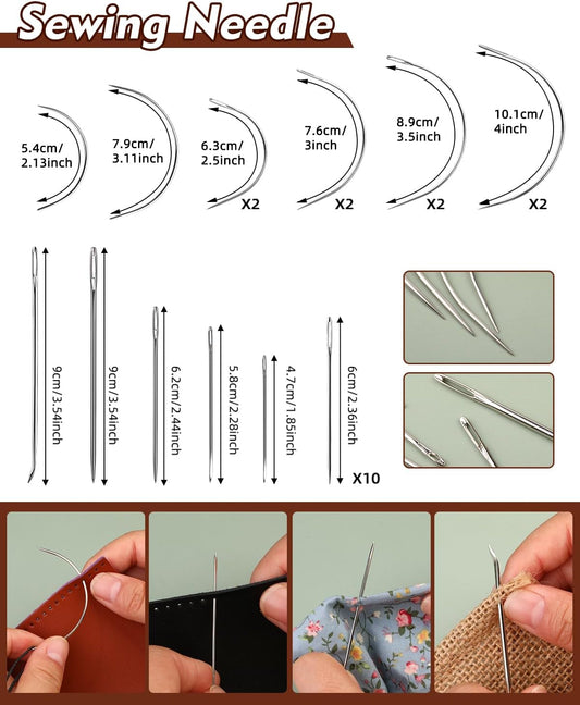 BAGERLA Heavy Duty Sewing Kit, Needle and Thread Kit with Upholstery Thread Needles Sewing Awl Seam Ripper for Car Seats Carpets Shoes Backpacks DIY Crafting