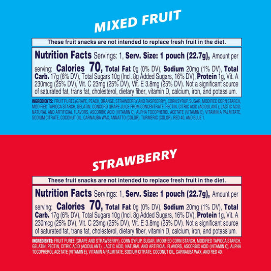 Welch's Mixed Fruit & Strawberry Snack Packs, 0.8oz, 60 count, Gluten-Free, Vitamin-Rich, Individually Wrapped
