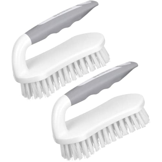 Setsail Heavy-Duty Scrub Brushes with Stiff PET Bristles for Cleaning Shower, Bathroom, and Kitchen (2-Pack)