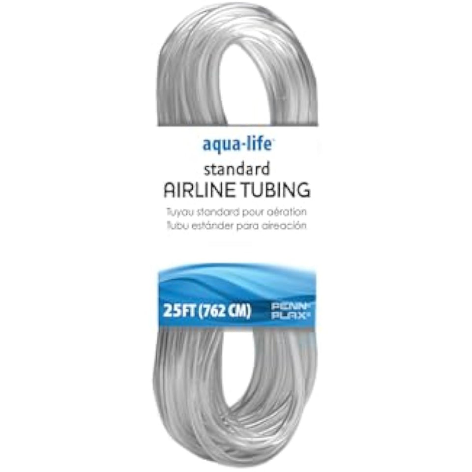 Penn-Plax clear and flexible 3/16" airline tubing for aquariums, 25 feet, safe for freshwater and saltwater fish tanks