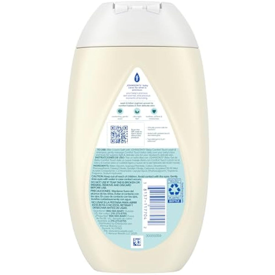 johnsons baby comfort touch newborn baby face body lotion, 13.6 fl oz, hypoallergenic, paraben-free, new baby essentials