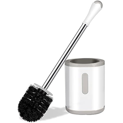 Compact Toilet Brush & Holder, Stainless Steel Handle, Space Saving for Storage