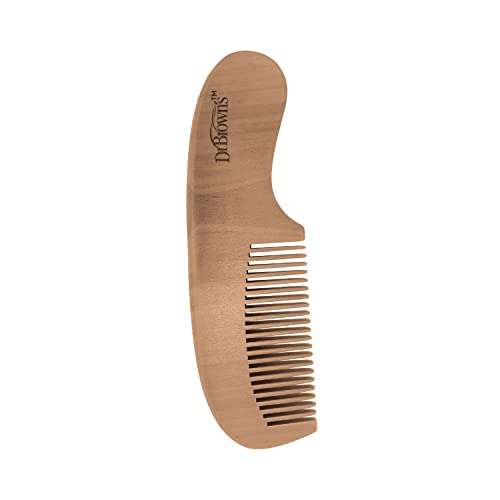 Dr. Brown's Soft and Safe Baby Brush + Comb for gentle hair care and cradle cap prevention, soft bristles, durable wood