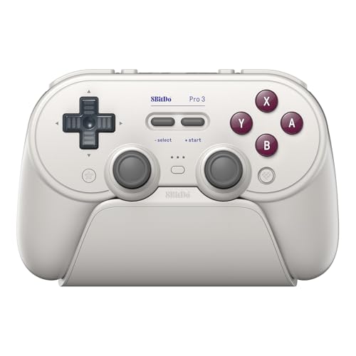 8Bitdo Pro 3 Bluetooth Controller for Switch/Switch 2 with TMR Joysticks, Swappable ABXY Buttons, and Charging Dock