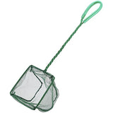 Pawfly green braided metal handle square aquarium net for fish tanks and small koi ponds