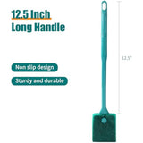 AQUANEAT Aquarium Double Sided Sponge Brush Algae Scraper with Long Handle for Glass Tanks