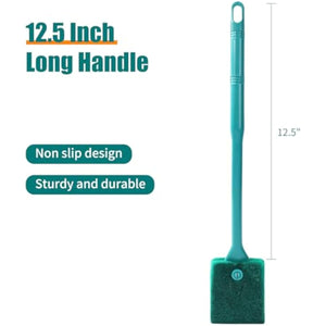 AQUANEAT Aquarium Double Sided Sponge Brush Algae Scraper with Long Handle for Glass Tanks