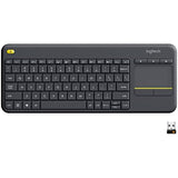 logitech k400 plus wireless touch tv keyboard with easy media control, htpc keyboard for pc-connected tv, android, windows