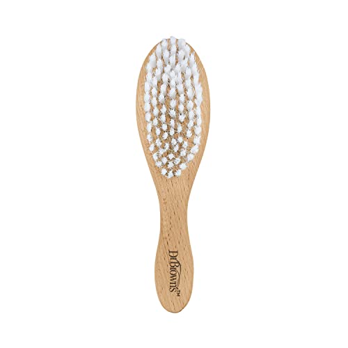 Dr. Brown's Soft and Safe Baby Brush + Comb for gentle hair care and cradle cap prevention, soft bristles, durable wood