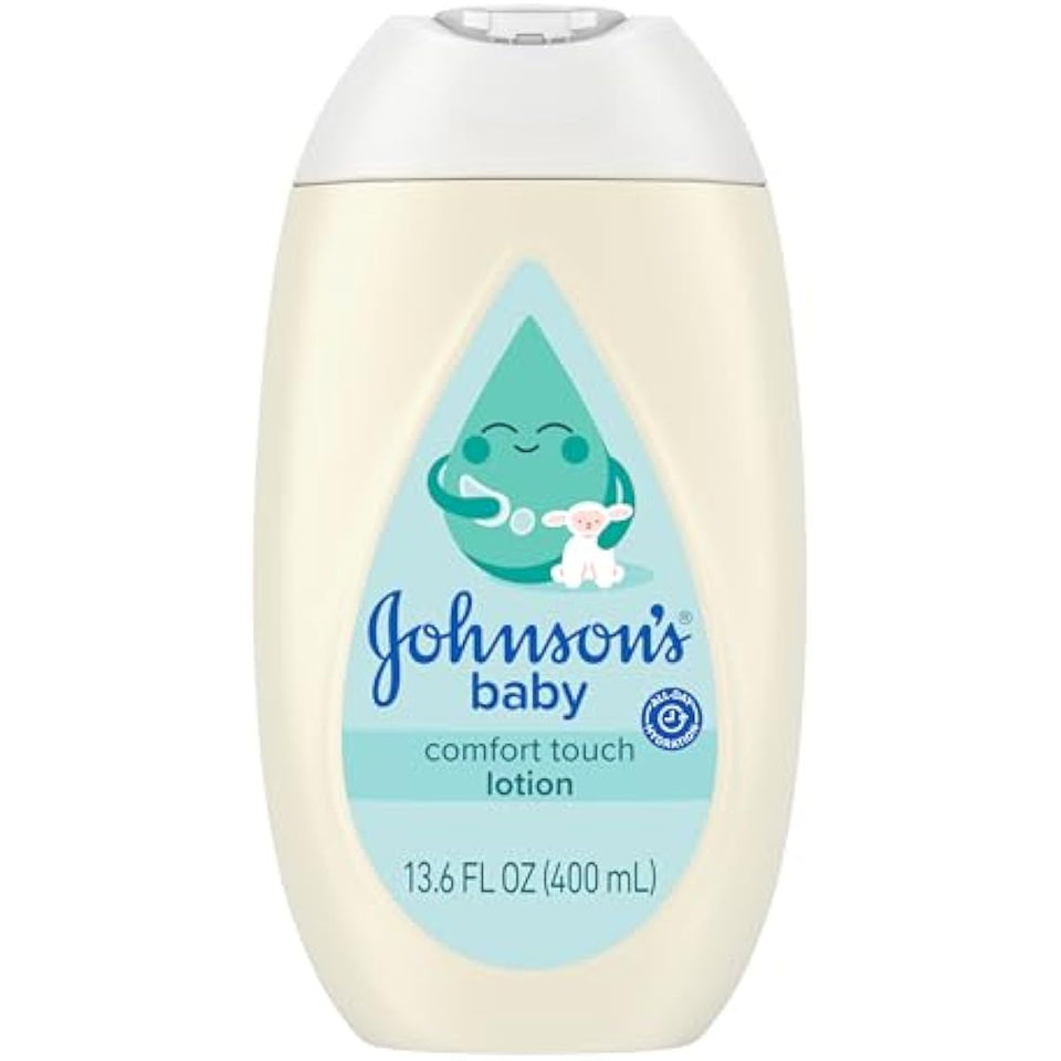johnsons baby comfort touch newborn baby face body lotion, 13.6 fl oz, hypoallergenic, paraben-free, new baby essentials