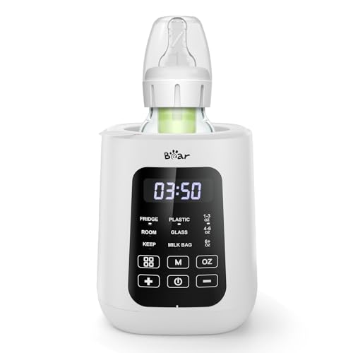 Bear Baby Bottle Warmer, Milk Warmer Breastmilk Bag Formula Fast Warming for New Born Baby Bottles, with Time Temp Control Automatic Shut Off at Home Use