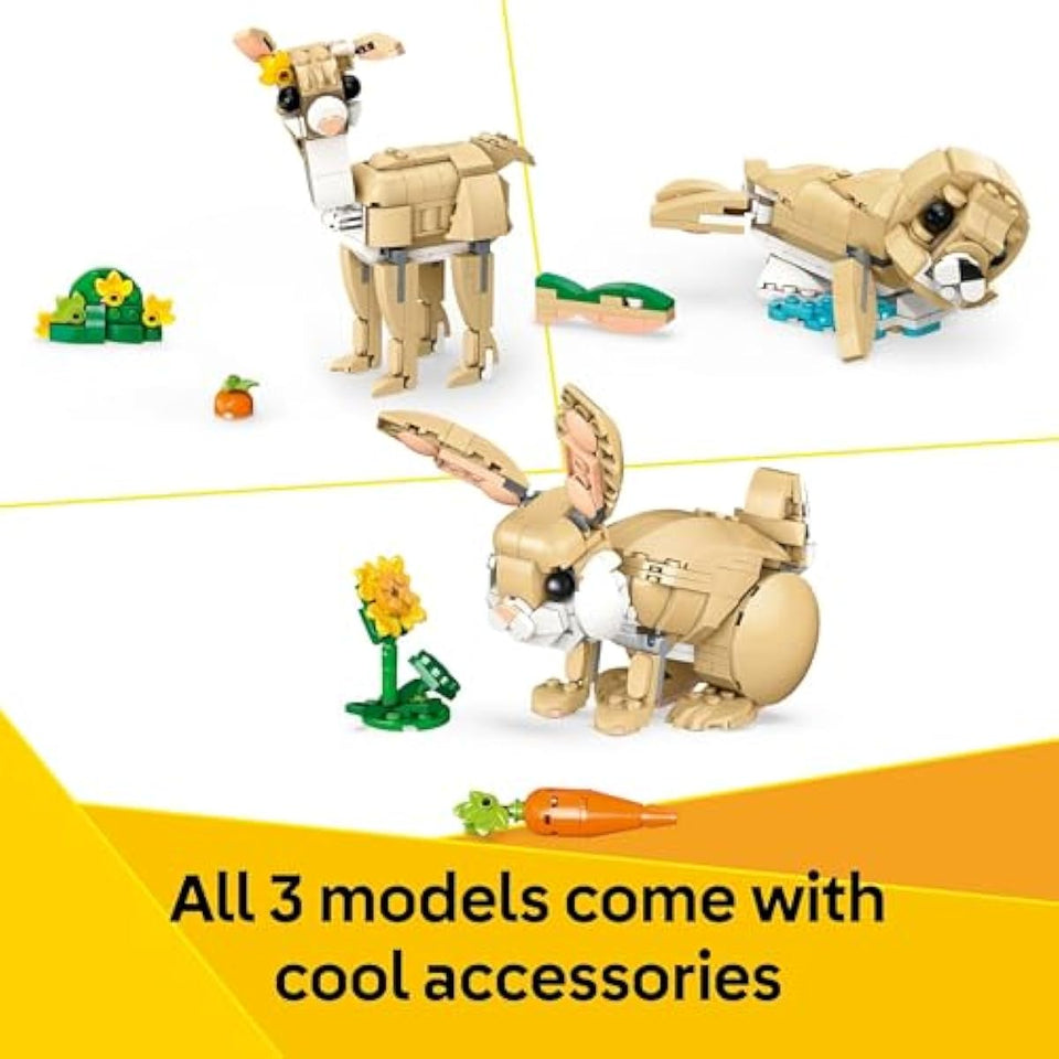 LEGO Creator 3 in 1 Cute Bunny Toy - Building Toy for Girls and Boys, Ages 8+ - Gift for Easter Basket - W/ 3 Build Options, Bunny, Seal, or Llama - 31162