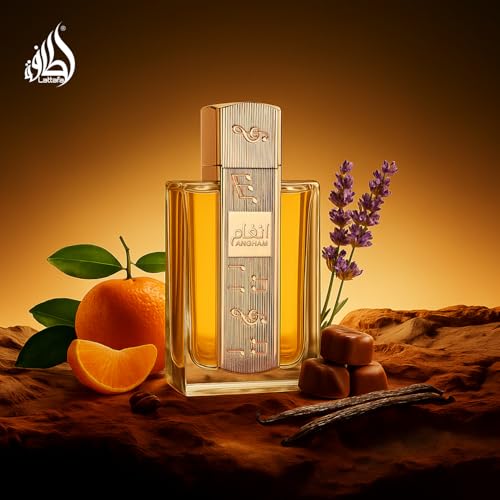 Lattafa Angham Unisex Long-Lasting Eau de Parfum, Citrus, Lavender, Musk, Amber, Vanilla, 3.40 Ounce / 100 ml