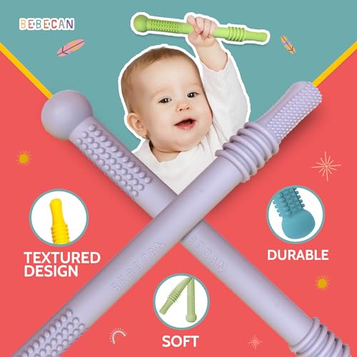 Soft silicone teething aids for 36+ months babies, multi-color 6-pack, infant oral soothing relief for back molars