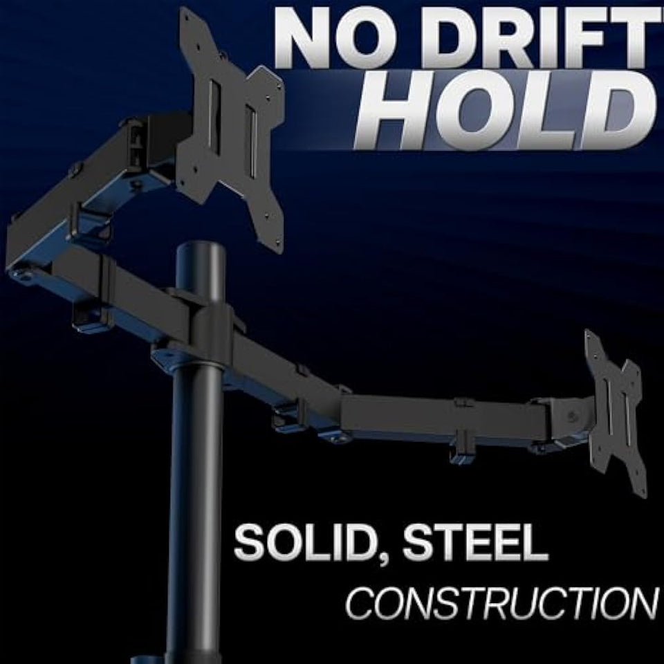 vivo dual monitor desk mount heavy duty fully adjustable steel stand black