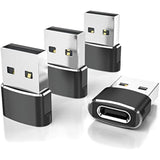 elebase usb to usb c adapter for iphone 17 4pack, usbc female to a male car charger adapter, black