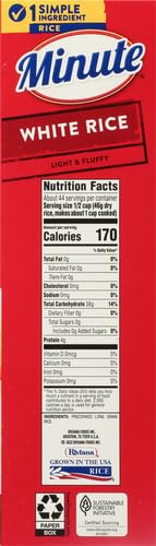 Minute Minute White Rice, 72-Ounce Box, Instant White Rice for Quick Dinner Meals, Gluten-Free, Non-GMO
