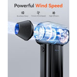 WOLFBOX MF60 Compressed Air Duster-110000RPM Super Power Electric Air Duster, 3-Speed Adjustable Rechargeable Cordless Air Blower with Fast Charging for PC Keyboard Cleaning, Car, Home, 5 Nozzle