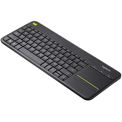 logitech k400 plus wireless touch tv keyboard with easy media control, htpc keyboard for pc-connected tv, android, windows