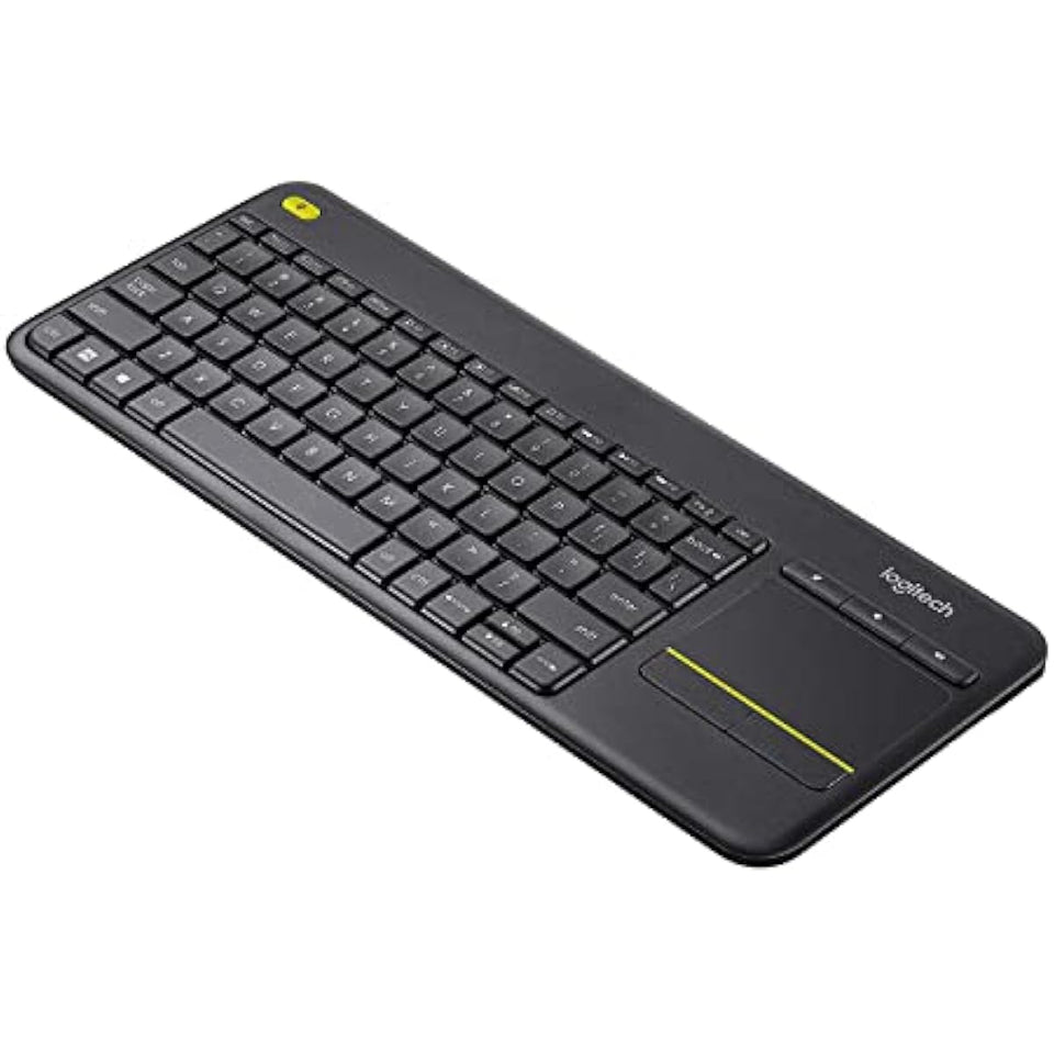 logitech k400 plus wireless touch tv keyboard with easy media control, htpc keyboard for pc-connected tv, android, windows