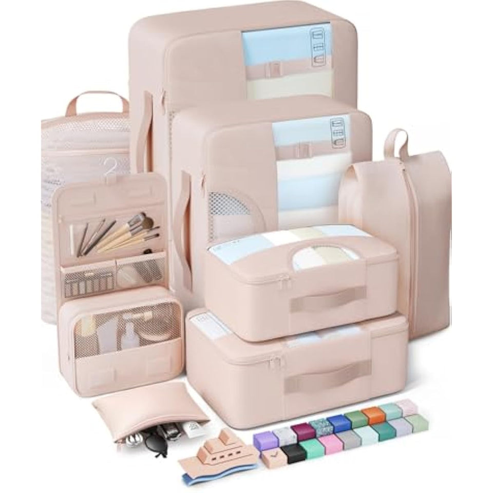 vekens 8-set packing cubes for beach vacation cruise ship travel essentials suitcase organizer bags
