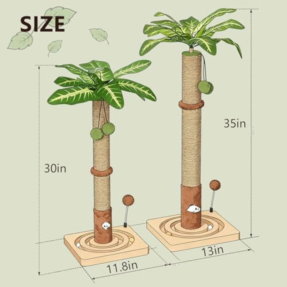 MECOOL 35in tall cat scratching post premium scratch posts with hanging ball and ball track