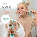 cherish baby care baby toothbrush & toddler toothbrush set (0-2 years) - teal - bpa-free & safety-tested