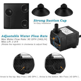 90 GPH Mini Submersible Pump, Small Fountain Pump (5W 350L/H) for water feature, Aquariums, Fish Tank, Tabletop Fountain, Pet Fountain, Indoor or Outdoor Pond Fountain