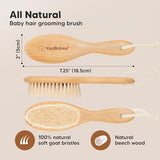 keababies wooden baby hair brush for toddler girls boys cradle cap soft goat bristles walnut regular