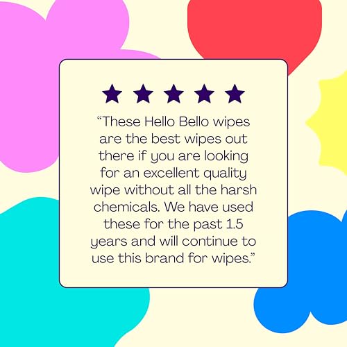 hello bello premium fragrance-free baby wipes with chamomile aloe extracts for sensitive skin, 12 resealable packs of 60ct each