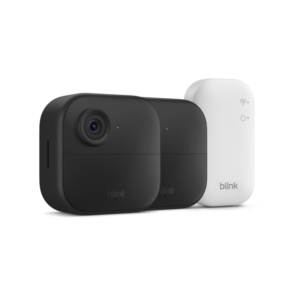 Blink Outdoor 4 – Wireless smart security camera, two-year battery life, 1080p HD day and infrared night live view, two-way talk. Sync Module Core included – 2 camera system