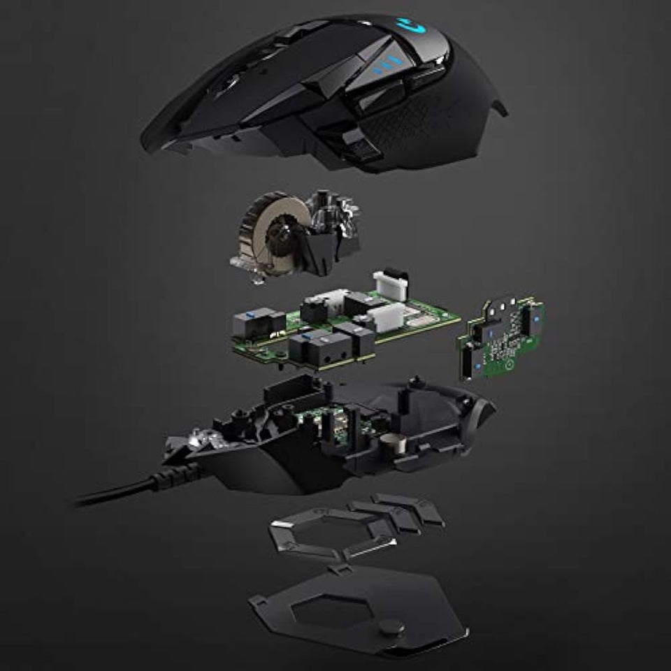 Logitech G502 Hero High Performance Wired Gaming Mouse with Hero 25K Sensor, RGB, Adjustable Weights, 11 Programmable Buttons - Black