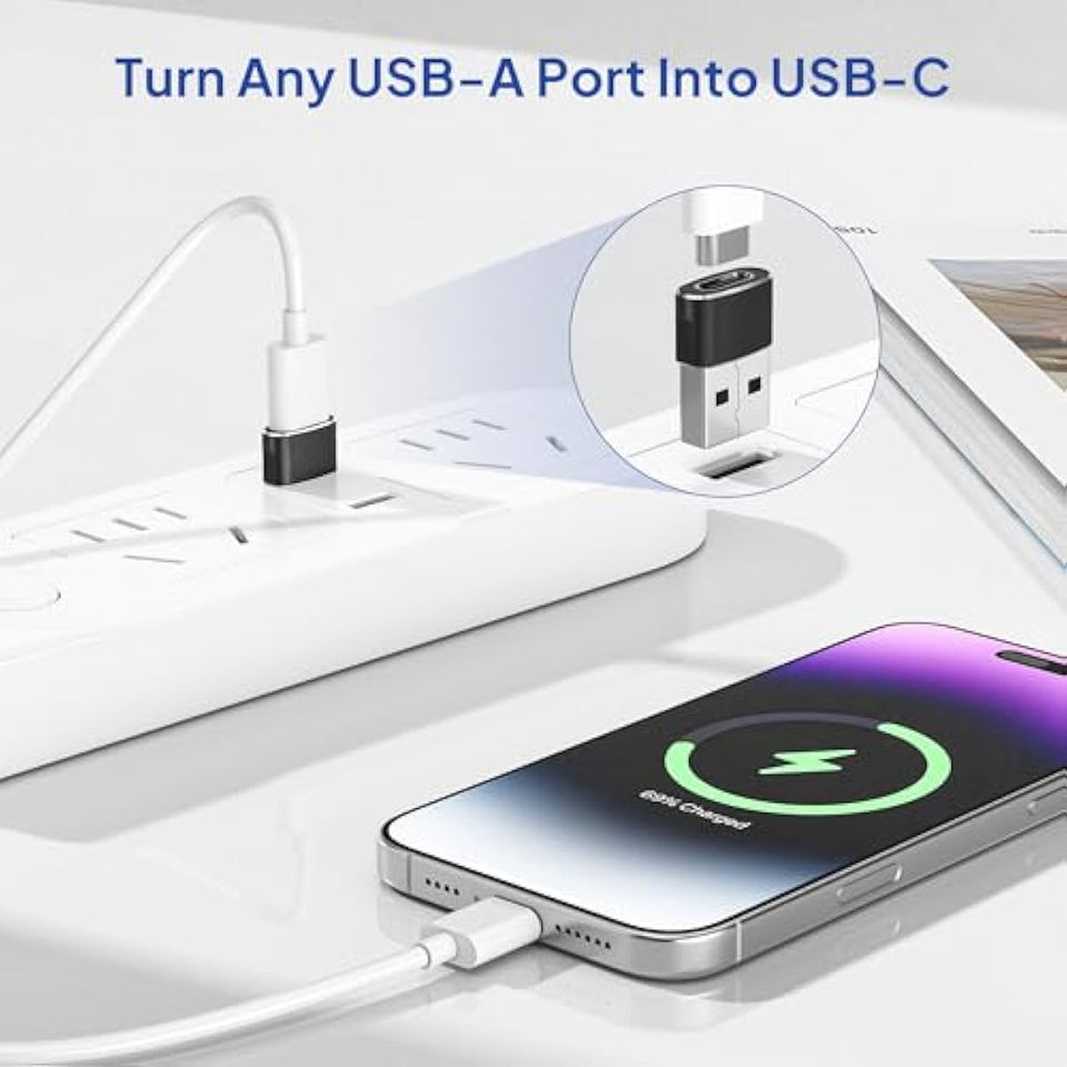 USB to USB-C Adapter for iPhone and Samsung, 4-Pack, Aluminum Alloy, Compact Design
