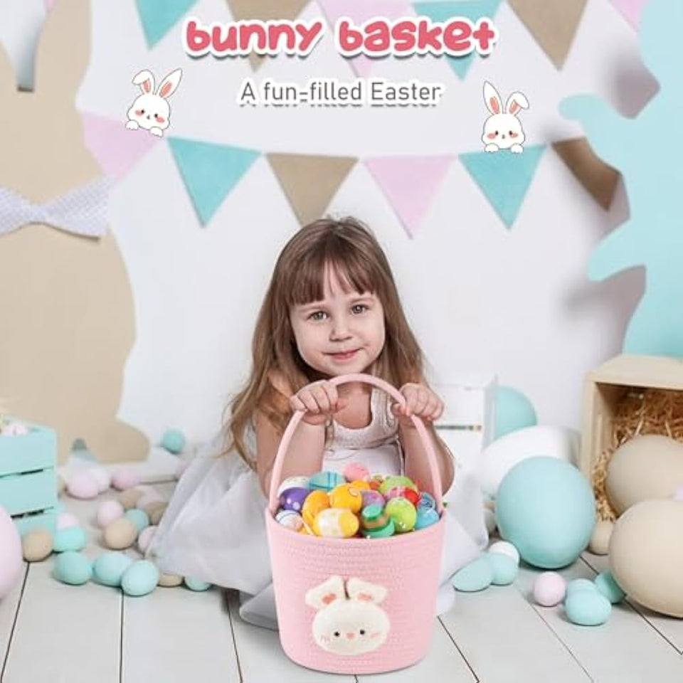 oiahomy-pink-easter-basket-with-handle-personalized-bunny-baskets-for-kids-and-gifts