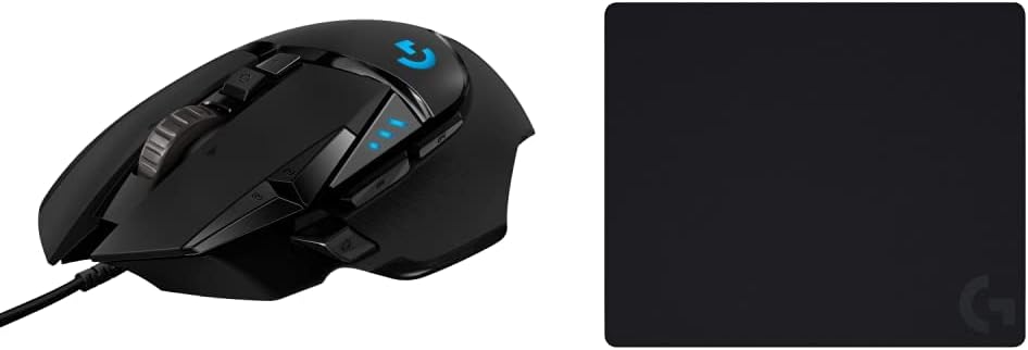 Logitech G502 Hero High Performance Wired Gaming Mouse with Hero 25K Sensor, RGB, Adjustable Weights, 11 Programmable Buttons - Black