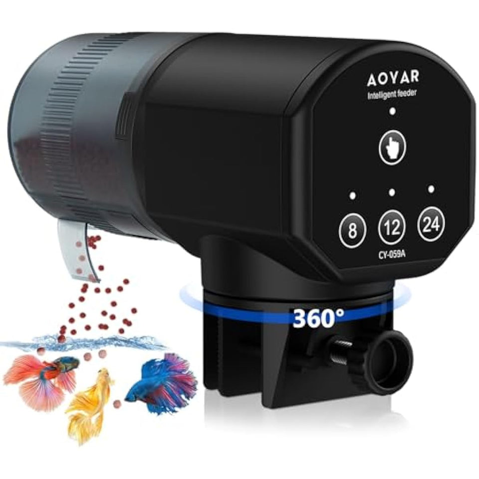 Automatic Fish Feeder for Small Aquariums: 200ml Large Capacity Auto Feeders with Battery Timer for Betta Koi and Turtles