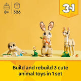LEGO Creator 3 in 1 Cute Bunny Toy - Building Toy for Girls and Boys, Ages 8+ - Gift for Easter Basket - W/ 3 Build Options, Bunny, Seal, or Llama - 31162