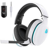 Gtheos 2.4GHz wireless gaming headset for ps5, ps4, nintendo switch and pc with noise canceling mic and 40+hr battery life - white