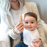 Dr. Brown's Soft and Safe Baby Brush + Comb for gentle hair care and cradle cap prevention, soft bristles, durable wood