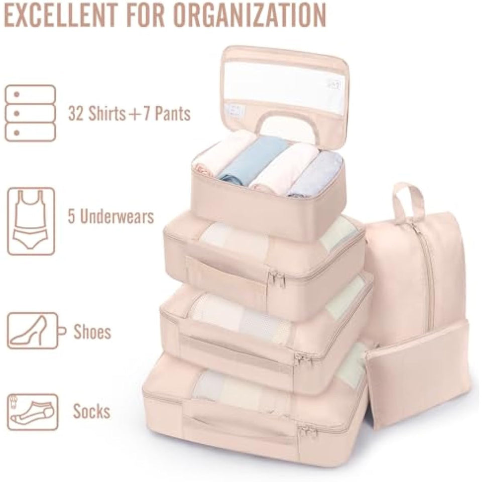 vekens 8-set packing cubes nylon organizer bags for beach vacation cruise ship travel essentials suitcase