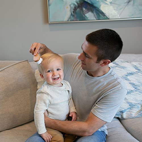 Dr. Brown's Soft and Safe Baby Brush + Comb for gentle hair care and cradle cap prevention, soft bristles, durable wood
