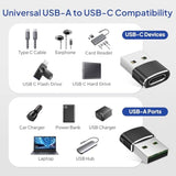 elebase usb to usb c adapter for iphone 17 4pack, usbc female to a male car charger adapter, black