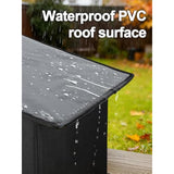 Black weatherproof heated cat house for 2-3 feral cats with thermostatic heating pad and escape door