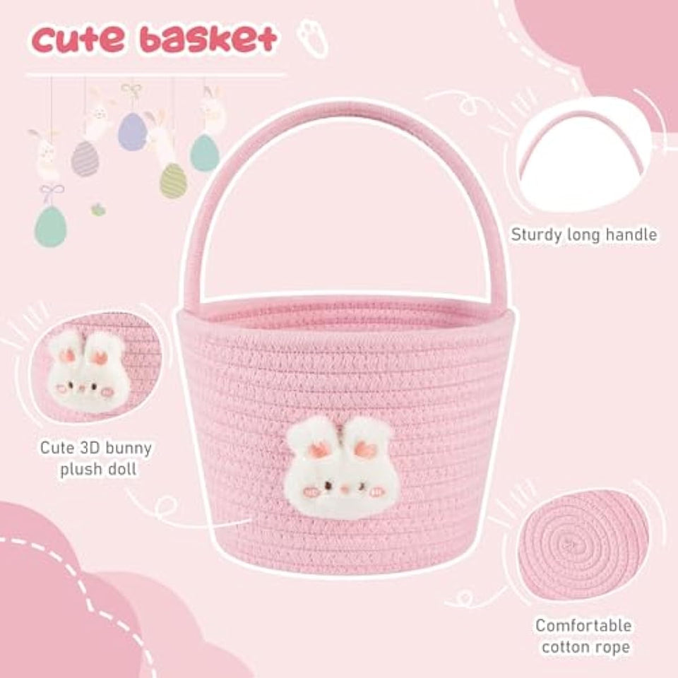 oiahomy-pink-easter-basket-with-handle-personalized-bunny-baskets-for-kids-and-gifts